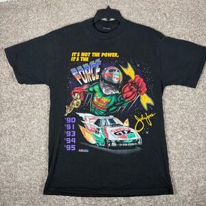 Vintage John Force NHRA Drag Racing T-Shirt Castrol GTX Black Mens L